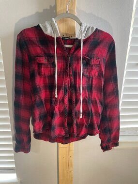 Red Flannel Hooded Top
